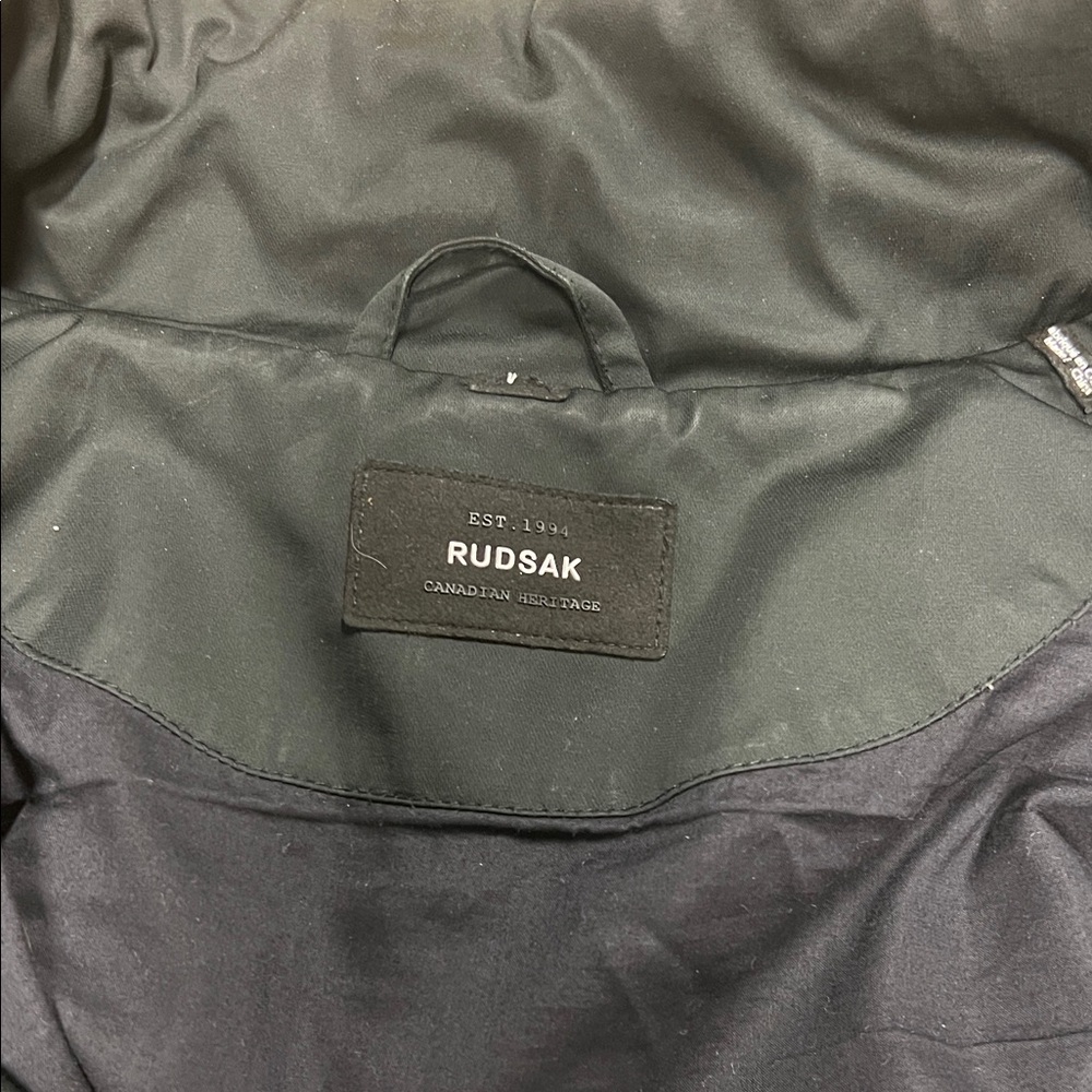 RUDSAK Black Military Jacket with Leather Details - Picture 5 of 10